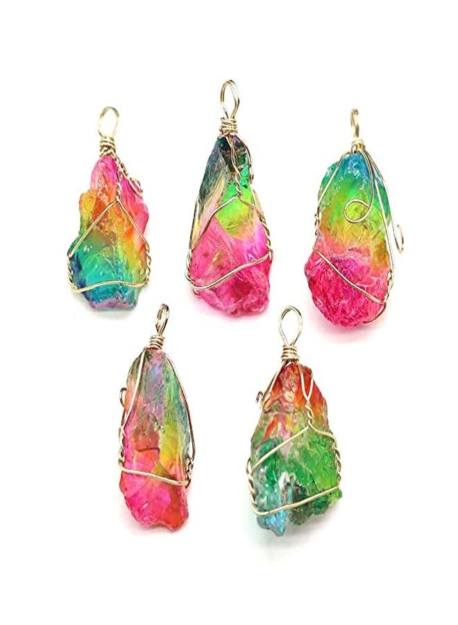 Zotoone 5pcs Natural Crystal 5pcs Stone Pendant, Chakra Crystal Healing Stone Pendants Charms for Necklace Jewelry Making - Image 1