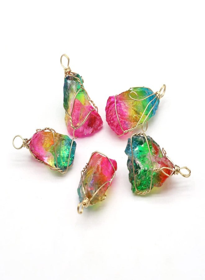 Zotoone 5pcs Natural Crystal 5pcs Stone Pendant, Chakra Crystal Healing Stone Pendants Charms for Necklace Jewelry Making - Image 4