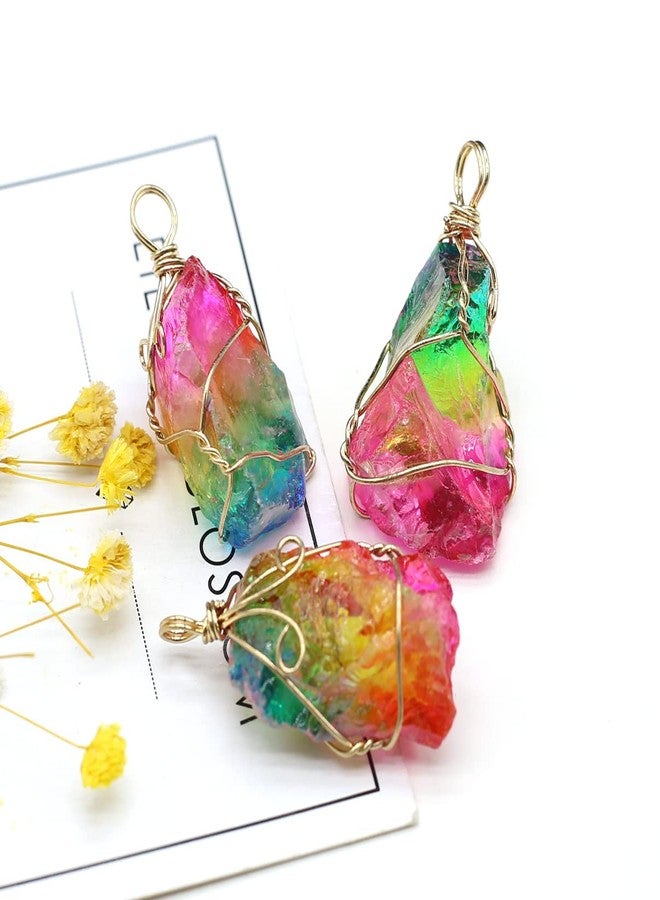 Zotoone 5pcs Natural Crystal 5pcs Stone Pendant, Chakra Crystal Healing Stone Pendants Charms for Necklace Jewelry Making - Image 3