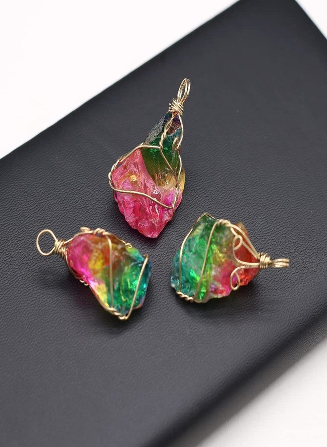 Zotoone 5pcs Natural Crystal 5pcs Stone Pendant, Chakra Crystal Healing Stone Pendants Charms for Necklace Jewelry Making - Image 5