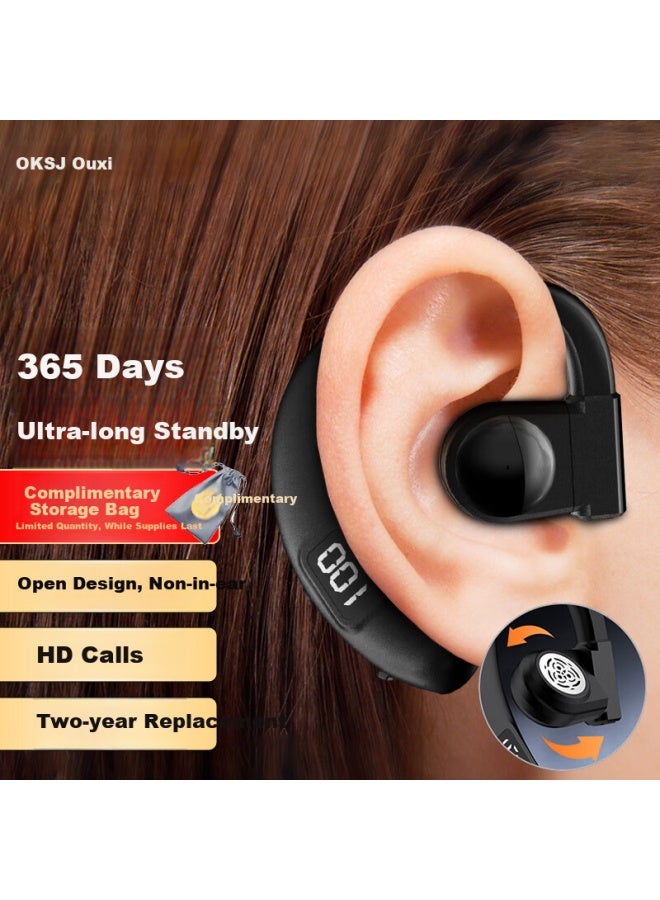 Oksj Bluetooth Earphones, Ear-hook Style, Wireless Bone Conduction Concept, Single-ear Non-in Sports Running Food Delivery Driving, Compatible With Android And Apple Phones - Image 1