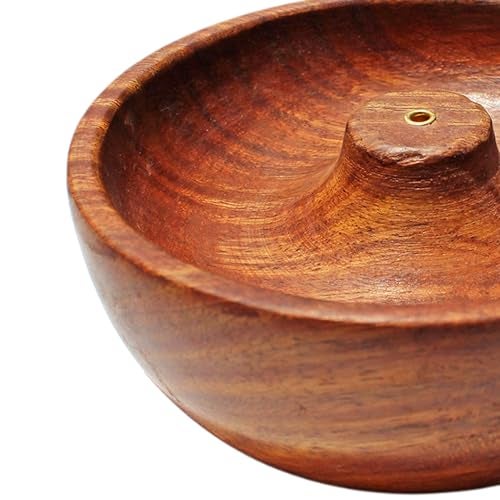 Pure Source India Wooden Round Incense Stick Holder |Agarbatti Stand| Incense Burner, Incense Ash Catcher for Temple, Home & Office (3.7 INCH) (1 PCS) - Image 5
