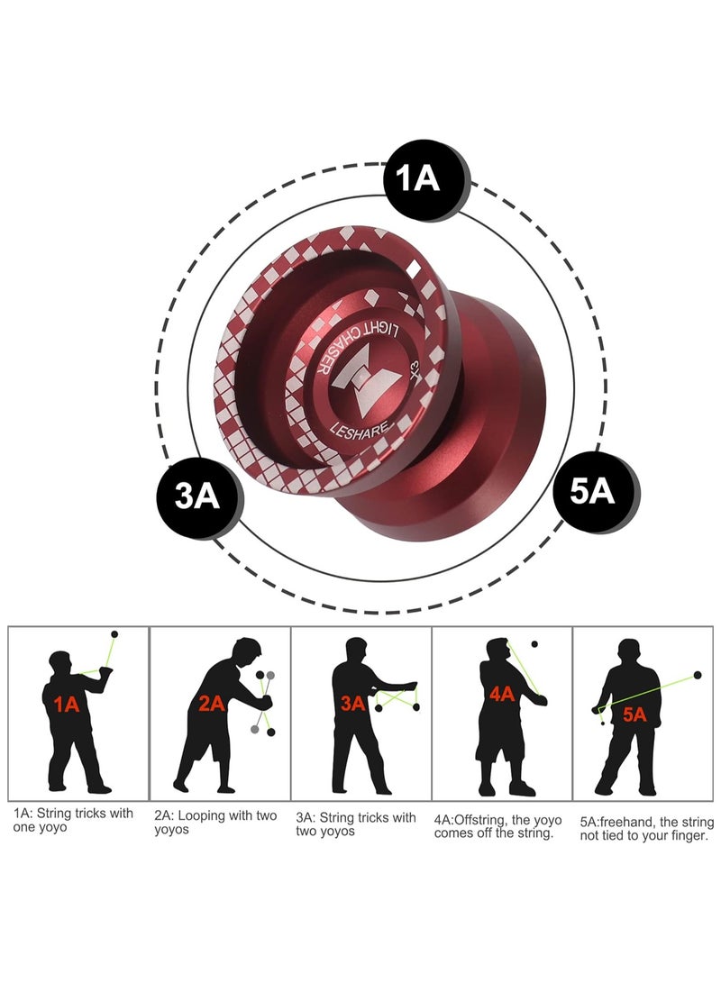 Unresponsive Yoyo Professional 【Responsive Bearing Included Auto Return】 with Ball Bearing Mosaic Extraordinary Yo-Yos Ball Sleeper Yoyos, Red - Image 3
