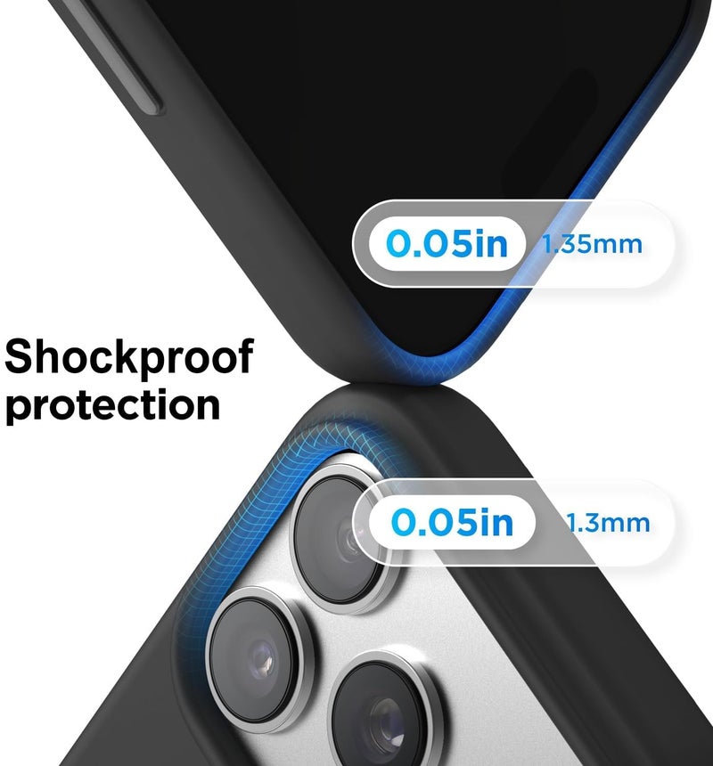 mobistyle Magnetic Silicone Back Cover for iPhone 17 Pro 6.3-Inch, Compatible with Mag-Safe, Silky Soft Touch, Shock Absorbing Phone Cover Case with Camera Lens Protection (Black) - Image 5
