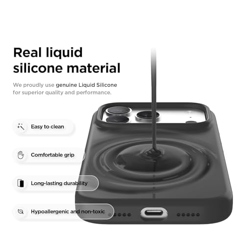 mobistyle Magnetic Silicone Back Cover for iPhone 17 Pro 6.3-Inch, Compatible with Mag-Safe, Silky Soft Touch, Shock Absorbing Phone Cover Case with Camera Lens Protection (Black) - Image 4