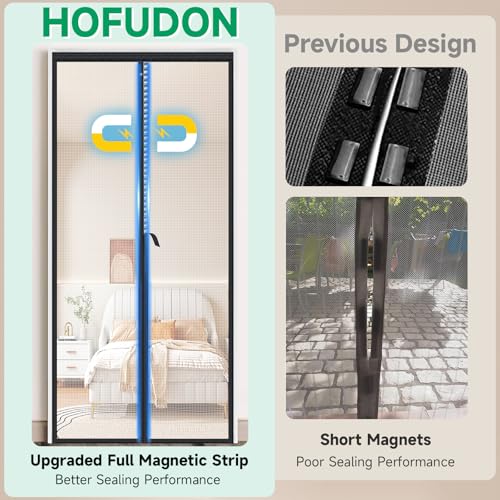 HOFUDON Upgraded Magnetic Screen Door, Heavy Duty Fiberglass Mesh, Quick Close Full Strip Magnets, Door Screen Magnetic Closure for Single Door Size 34 x 82 Inch, Screen Door Size 36 x 84 Inch Black - Image 5