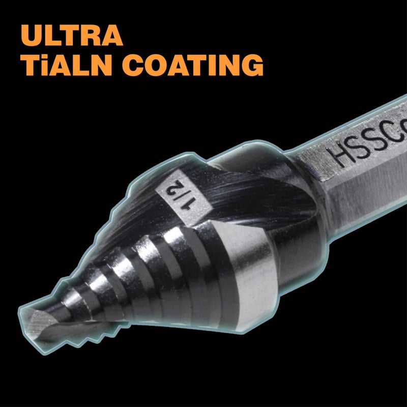 Jerax tools M35 HSS 1/2 Inch Step Drill Bit, Single Size Unibit with Double Spiral Flutes for Drilling Small Holes on Stainless Steel, Metal, Wood, Plastic - Image 3