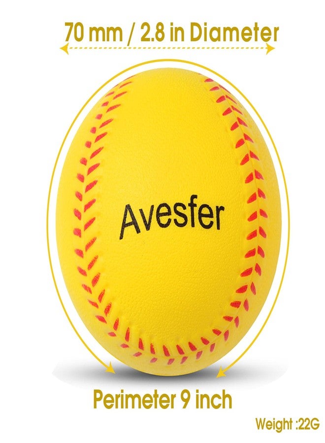 مجموعة كرات بيسبول إسفنجية من Avesfer، 12 كرة بيسبول ناعمة للتدريب، مقاس 9 بوصات، مع حقيبة شبكية، آمنة للأطفال والشباب والمراهقين للتدريب على الإمساك والرمي والضرب. - Image 2