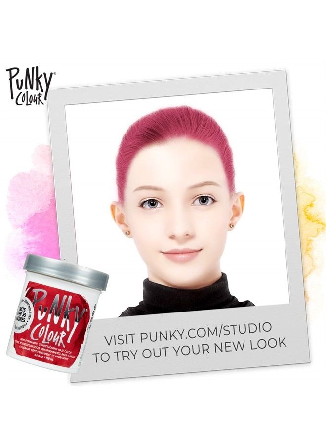 Punky Vermillion Red Semi Permanent Conditioning Hair Color, Vegan, PPD and Paraben Free, lasts up to 25 washes, 3.5oz - Image 4