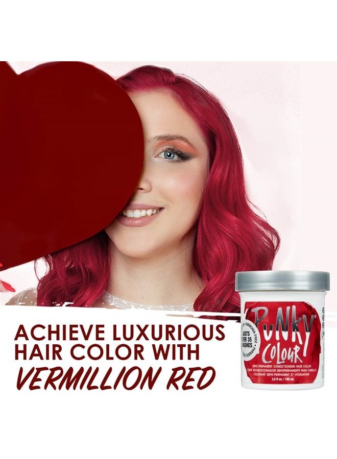 Punky Vermillion Red Semi Permanent Conditioning Hair Color, Vegan, PPD and Paraben Free, lasts up to 25 washes, 3.5oz - Image 2