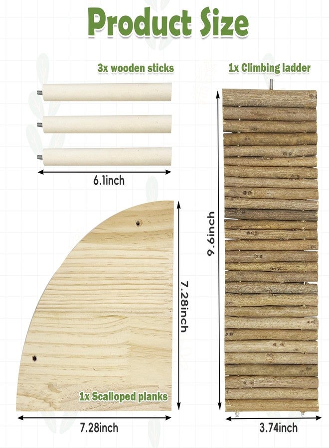 كاثسون منصة خشبية للهامستر من كاثسون مع سلم، منصة وقوف طبيعية للحيوانات الصغيرة، قفص خنزير غينيا، تنسيق الحدائق للحيوانات الصغيرة، جرذ سوري، دب ذهبي، شنشيلة (قطاع) - Image 2