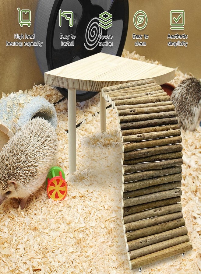 كاثسون منصة خشبية للهامستر من كاثسون مع سلم، منصة وقوف طبيعية للحيوانات الصغيرة، قفص خنزير غينيا، تنسيق الحدائق للحيوانات الصغيرة، جرذ سوري، دب ذهبي، شنشيلة (قطاع) - Image 4
