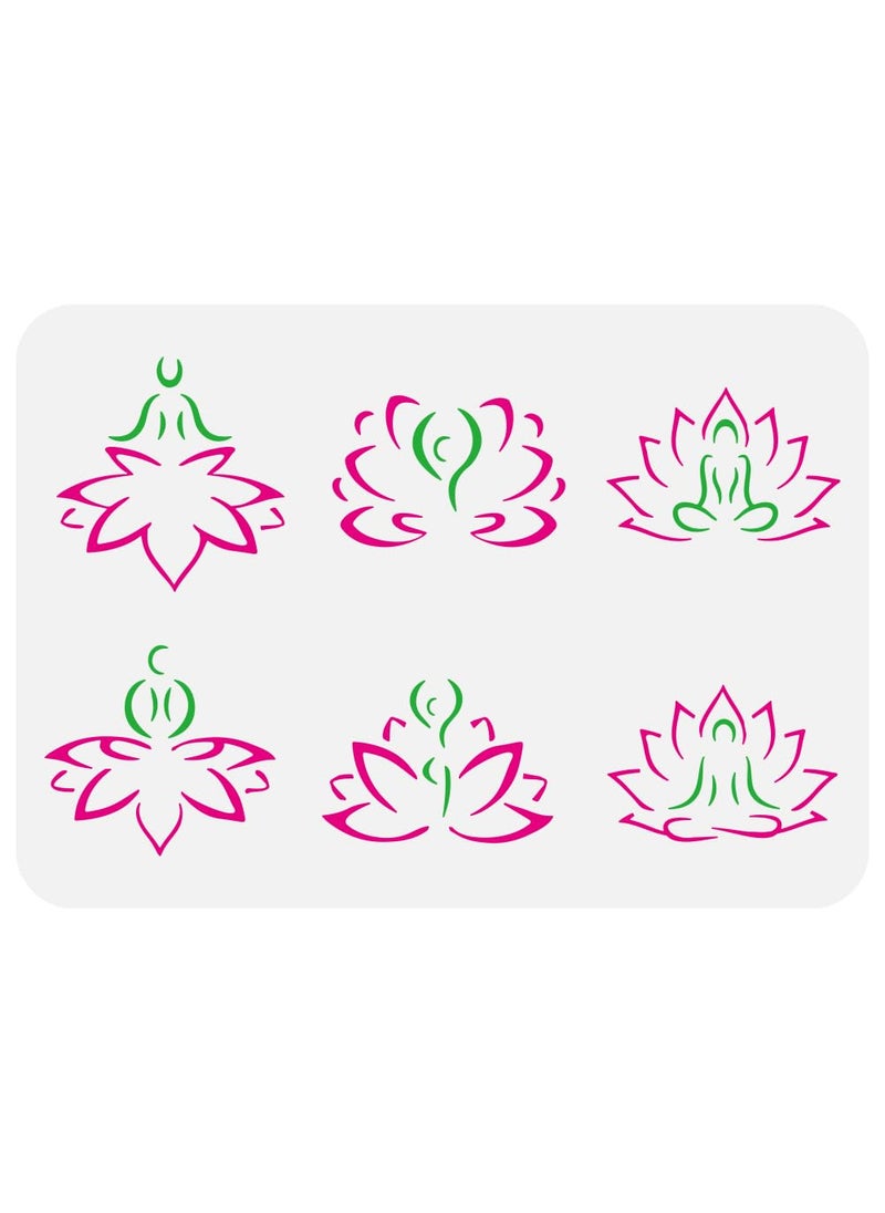 FINGERINSPIRE FINGERINSPIRE Lotus Flower Large Stencil 8.3x11.7" Yoga Pose Simple Lines Stencils Namaste Yoga Drawing Stencils Reusable Abstract Yoga Girl Painting Templates for Fabric Tiles Floor Furniture Wood 