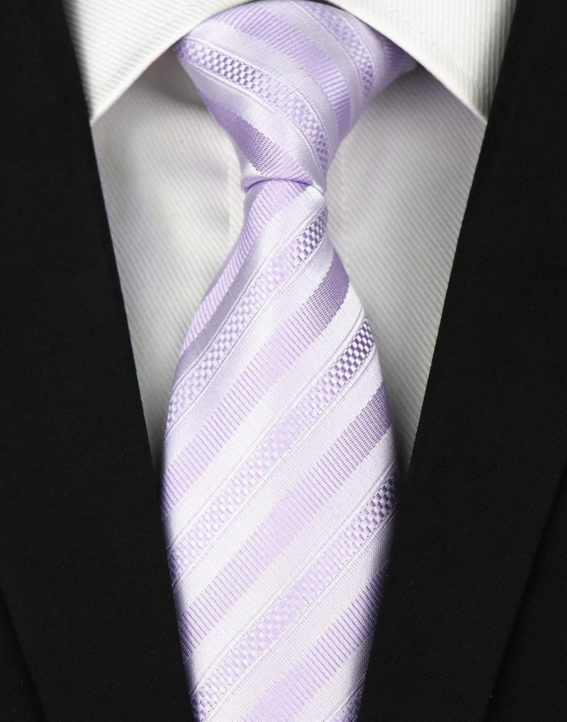 Secdtie Men's Classic Stripe Jacquard Woven Silk Tie Formal Party Suit Necktie - Image 2