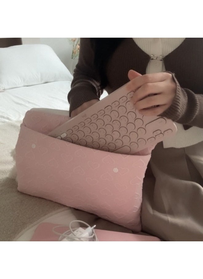Generic - Export South Korea Ins Peach Heart Soft Powder Tablet Computer Bag Ipad Protective Cover 11/13 Inch Notebook Storage Liner-Color:Pink-Size:13-14inch - Image 1
