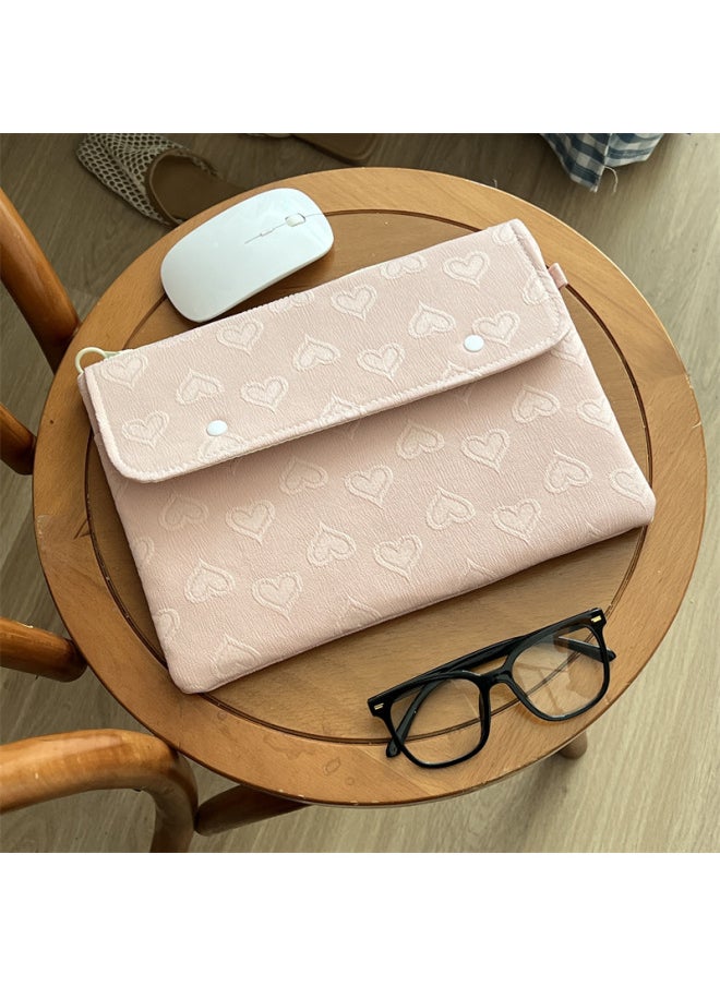 Generic - Export South Korea Ins Peach Heart Soft Powder Tablet Computer Bag Ipad Protective Cover 11/13 Inch Notebook Storage Liner-Color:Pink-Size:13-14inch - Image 1