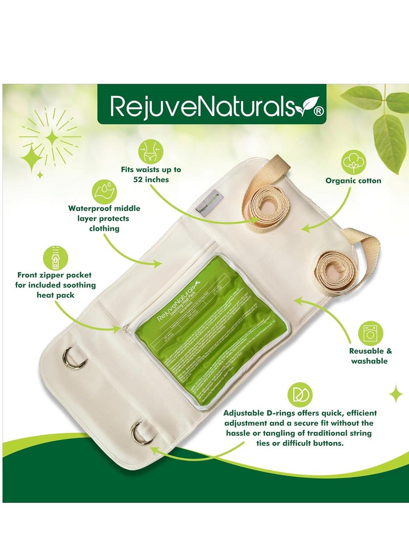 RejuveNaturals RejuveNaturals Castor Oil Pack - 8 Piece Complete Kit. Includes 16oz Glass Bottle of Organic Castor Oil, Easy to use Castor Oil Compress with Adjustable Fit, 5 Soft Cotton Pads & Soothing Heat Pack..  - Image 1