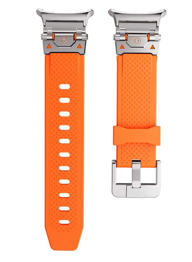 Rugged TPU Sport Band for Samsung Galaxy Watch Ultra 47mm LTE, Men and Women Durable Metal Connector Replacement Watch Strap for Samsung Watch Ultra, Titanium-Orange - Image 5