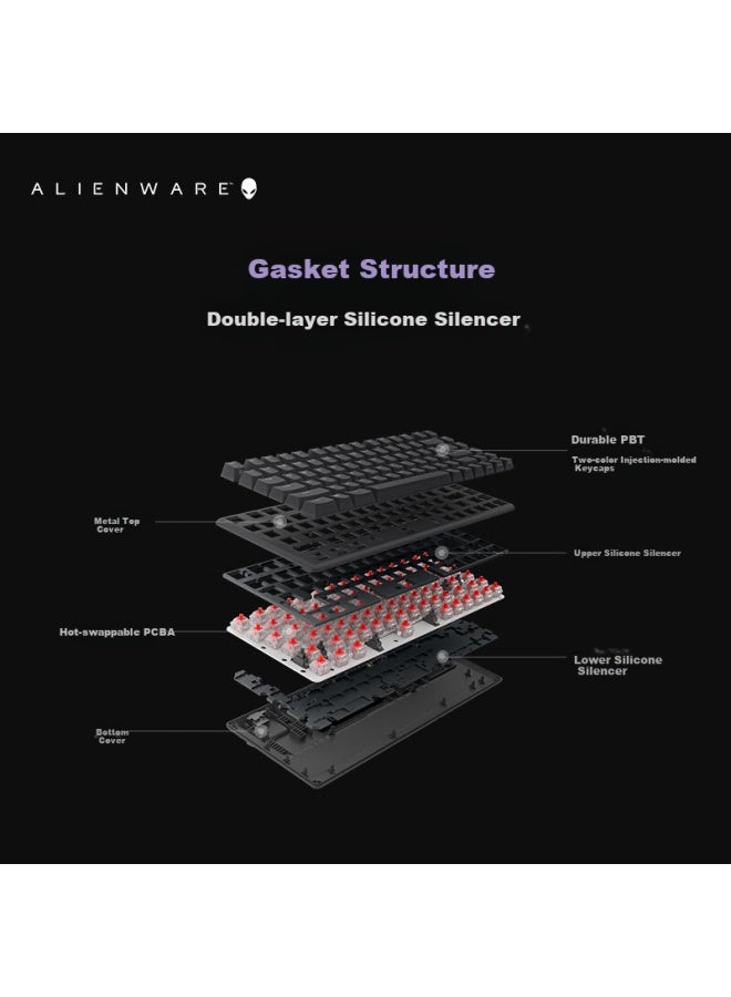 Alienware Pro Wireless Compact Tkl Gaming Mechanical Keyboard - White, Three Modes, Long Battery Life, Hot-swappable - Image 5