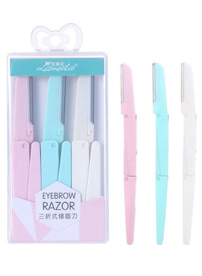 NIBEMINENT 3-Piece Triple Folding Eyebrow Razor Set Multicolor