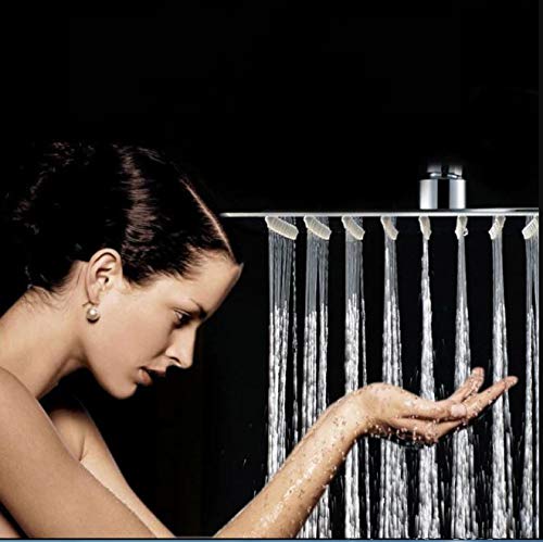 MLD MLD Premium Ultra Slim 12 x 12 inch Square Stainless Steel Rain Shower Head with 380mm (15") Long SS Square Shower arm Combo,Free TEFLON TAP - Image 1