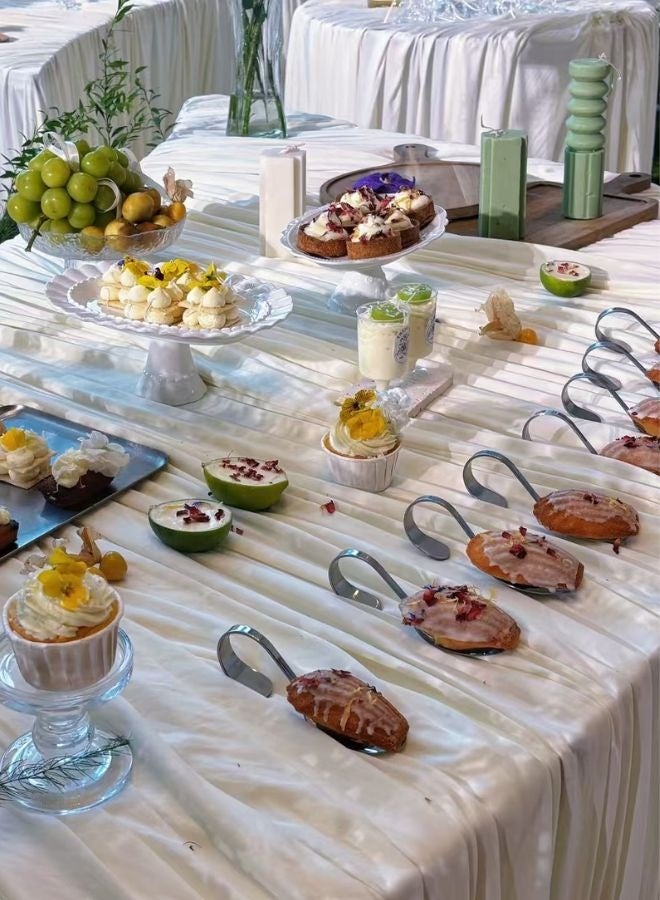 5-Piece Stainless Steel Upright Spoon Shaped Dessert Plate Set – Elegant Serving Dishes for Afternoon Tea, Cakes & Parties | Modern Party Table Decoration - Image 1