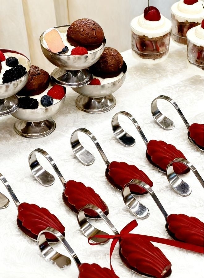 5-Piece Stainless Steel Upright Spoon Shaped Dessert Plate Set – Elegant Serving Dishes for Afternoon Tea, Cakes & Parties | Modern Party Table Decoration - Image 3