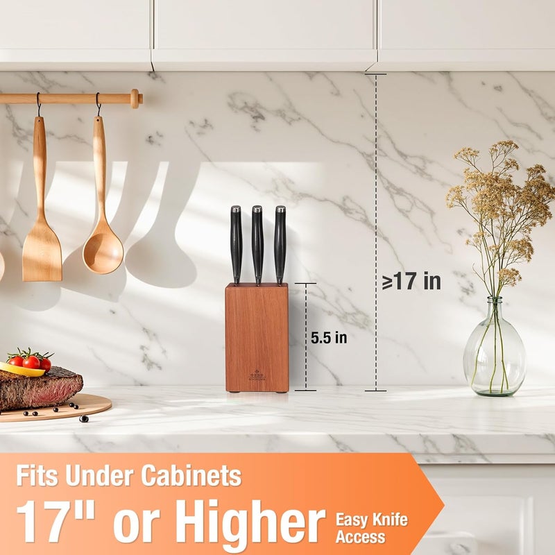 ENOKING 5.5" Steak Knife Block without Knives，Acacia Wood Knife Holder with 6 Slot, Small Knife Storage for Home/Kitchen - Image 4