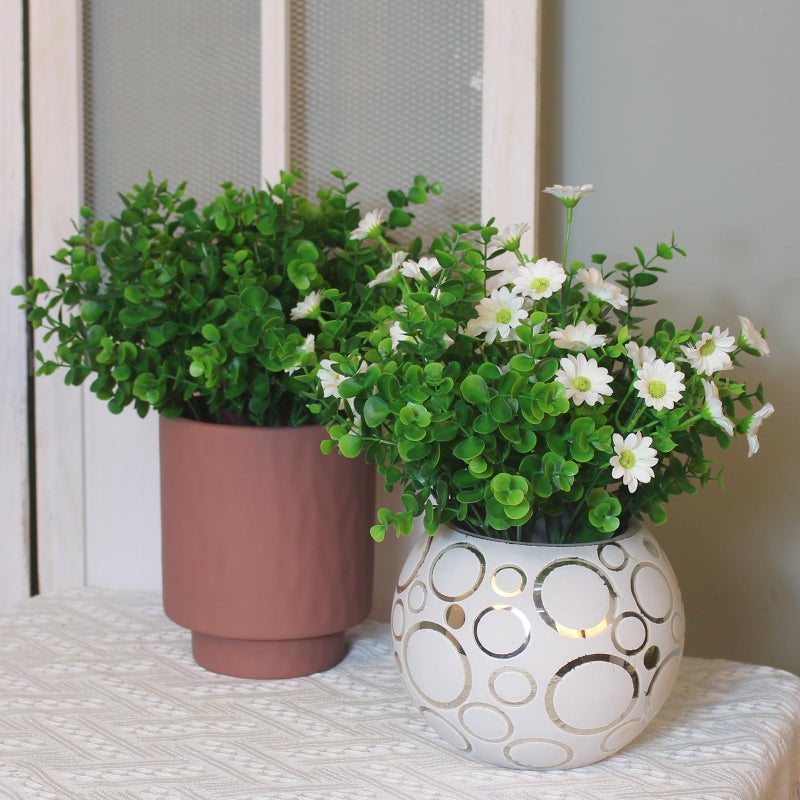 alyptus Artificial Boxwood Plants Outdoor 8 Bundles Faux Eucalyptus Flowers Green Bushes Plastic Greenery Stems for Home Garden Farmhouse Patio Front Porch Decor (Eucalyptus) - Image 4