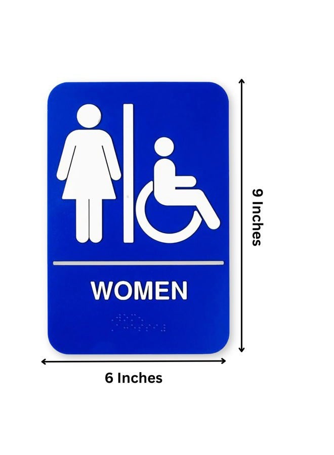 Tablecraft Braille Women Handicap Accessible Bathroom Sign | Women's Public Restroom or Washroom Sign | ADA Compliant Sign for Restaurant Use - Image 2