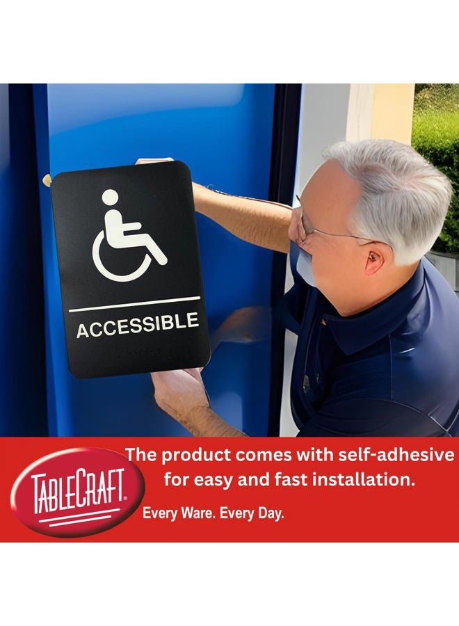 Tablecraft Braille Women Handicap Accessible Bathroom Sign | Women's Public Restroom or Washroom Sign | ADA Compliant Sign for Restaurant Use - Image 5