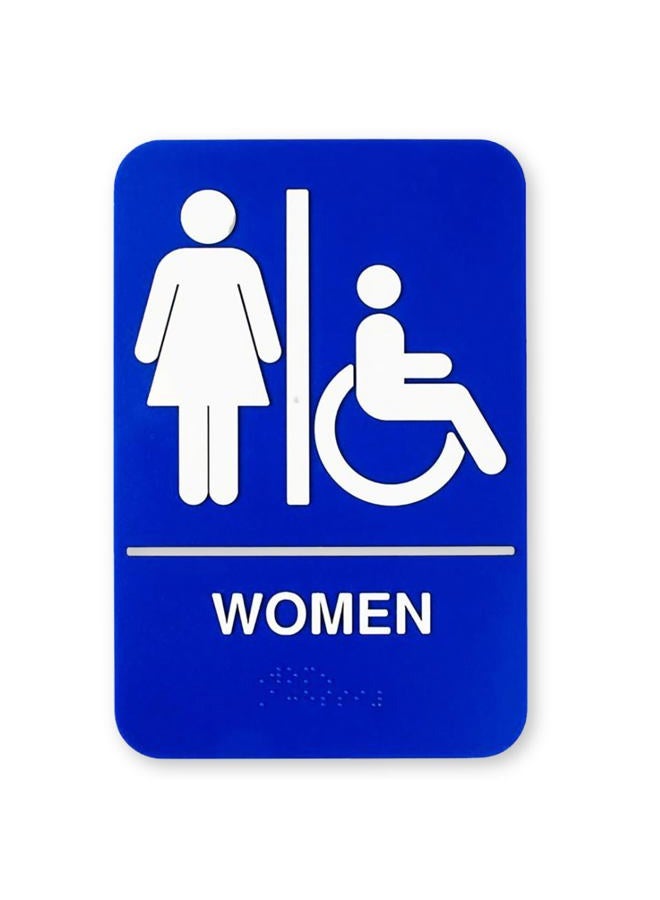 Tablecraft Braille Women Handicap Accessible Bathroom Sign | Women's Public Restroom or Washroom Sign | ADA Compliant Sign for Restaurant Use - Image 1
