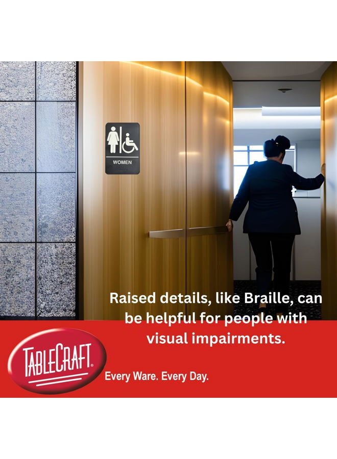 Tablecraft Braille Women Handicap Accessible Bathroom Sign | Women's Public Restroom or Washroom Sign | ADA Compliant Sign for Restaurant Use - Image 3