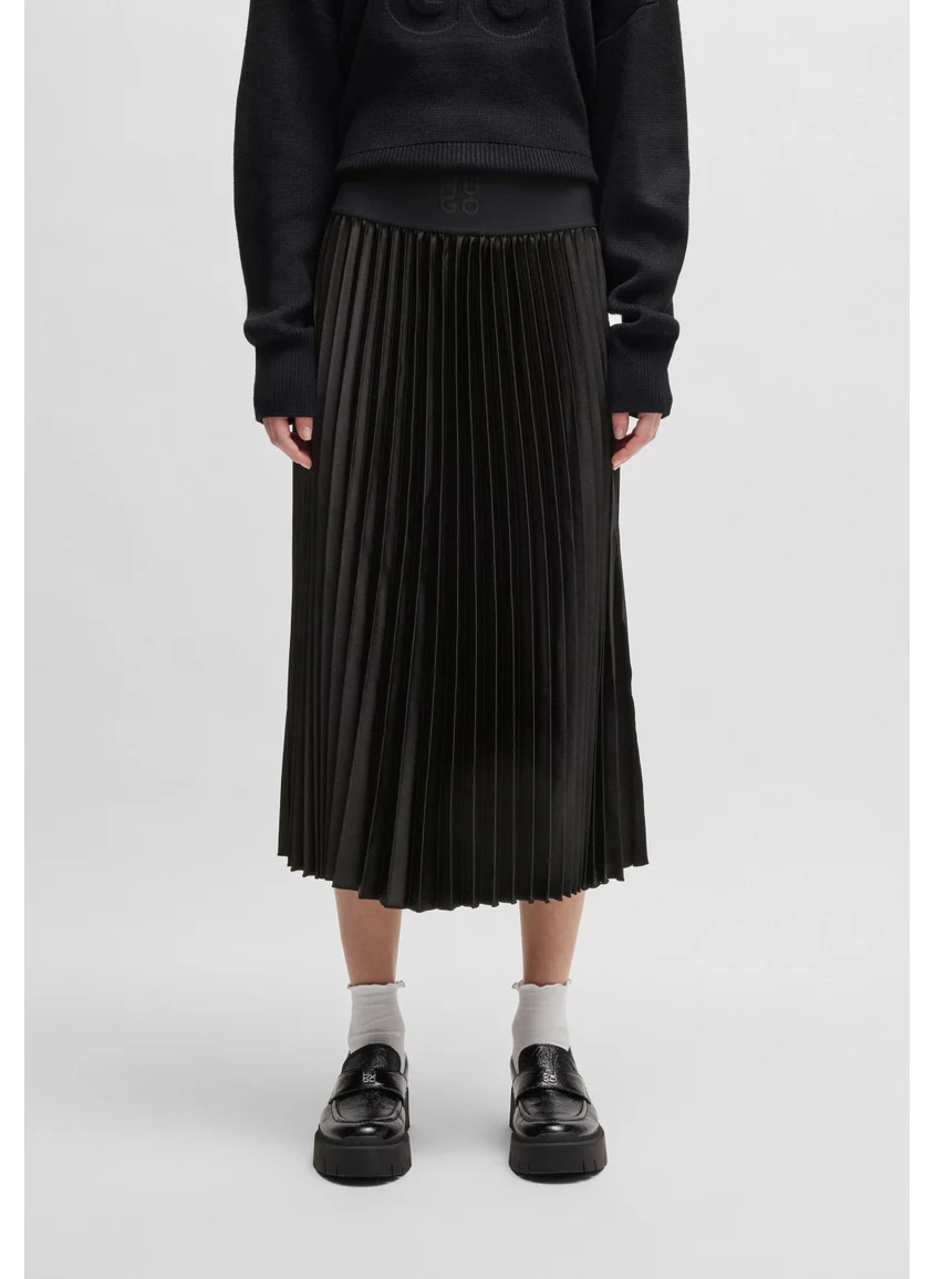 هوجو Plissé maxi skirt with logo waistband