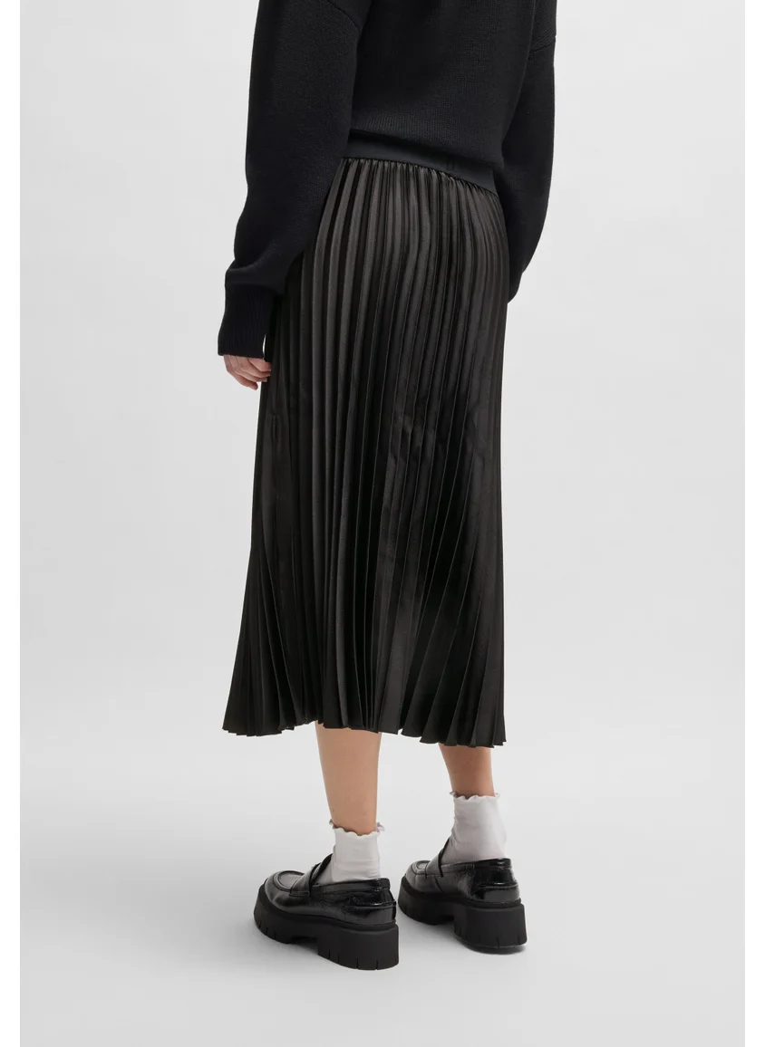 HUGO Plissé maxi skirt with logo waistband