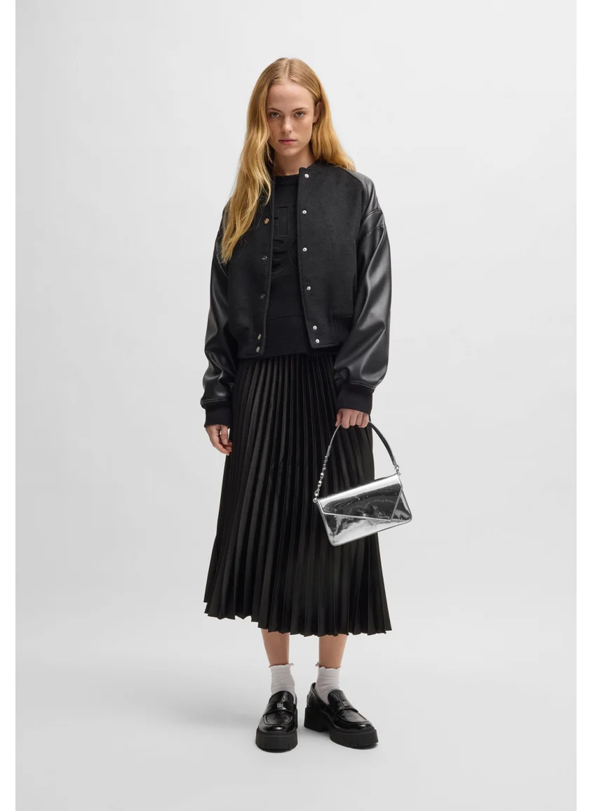 HUGO Plissé maxi skirt with logo waistband