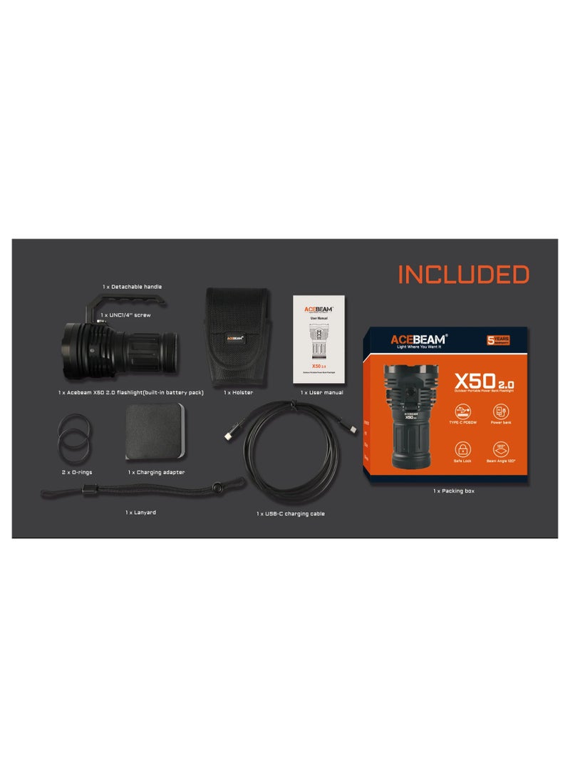Acebeam X50 2.0 45000 Lumens Flashlight - Image 4