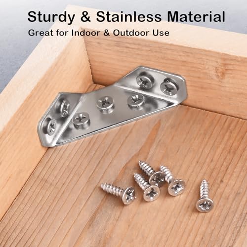 PlusRoc 12-Pack Universal Stainless Steel Furniture Corner Connectors with Screws - Heavy Duty Triangular Support Brackets for Wood Furniture, Drawers, Cabinets, Tables, and Chairs - Image 4