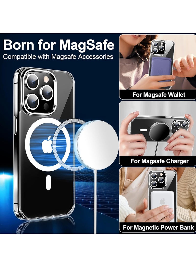 دينكس حزمة 3 في 1 لهاتف iPhone 13 Pro Max، حافظة شفافة مع واقي شاشة وواقي عدسة، متوافقة مع Magsafe، حماية عالية الجودة ومضادة للاصفرار، حافظة مغناطيسية لهاتف iPhone 13 Pro Max، شفافة - Image 4