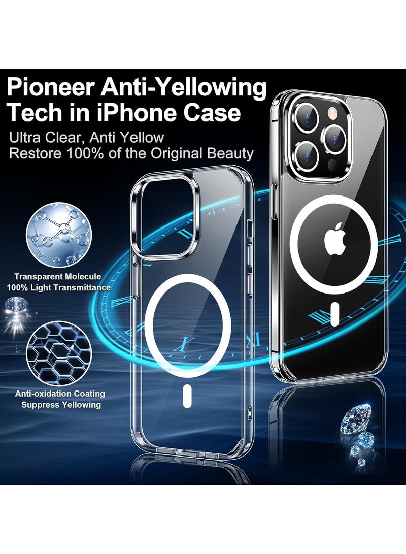 دينكس حزمة 3 في 1 لهاتف iPhone 13 Pro Max، حافظة شفافة مع واقي شاشة وواقي عدسة، متوافقة مع Magsafe، حماية عالية الجودة ومضادة للاصفرار، حافظة مغناطيسية لهاتف iPhone 13 Pro Max، شفافة - Image 5