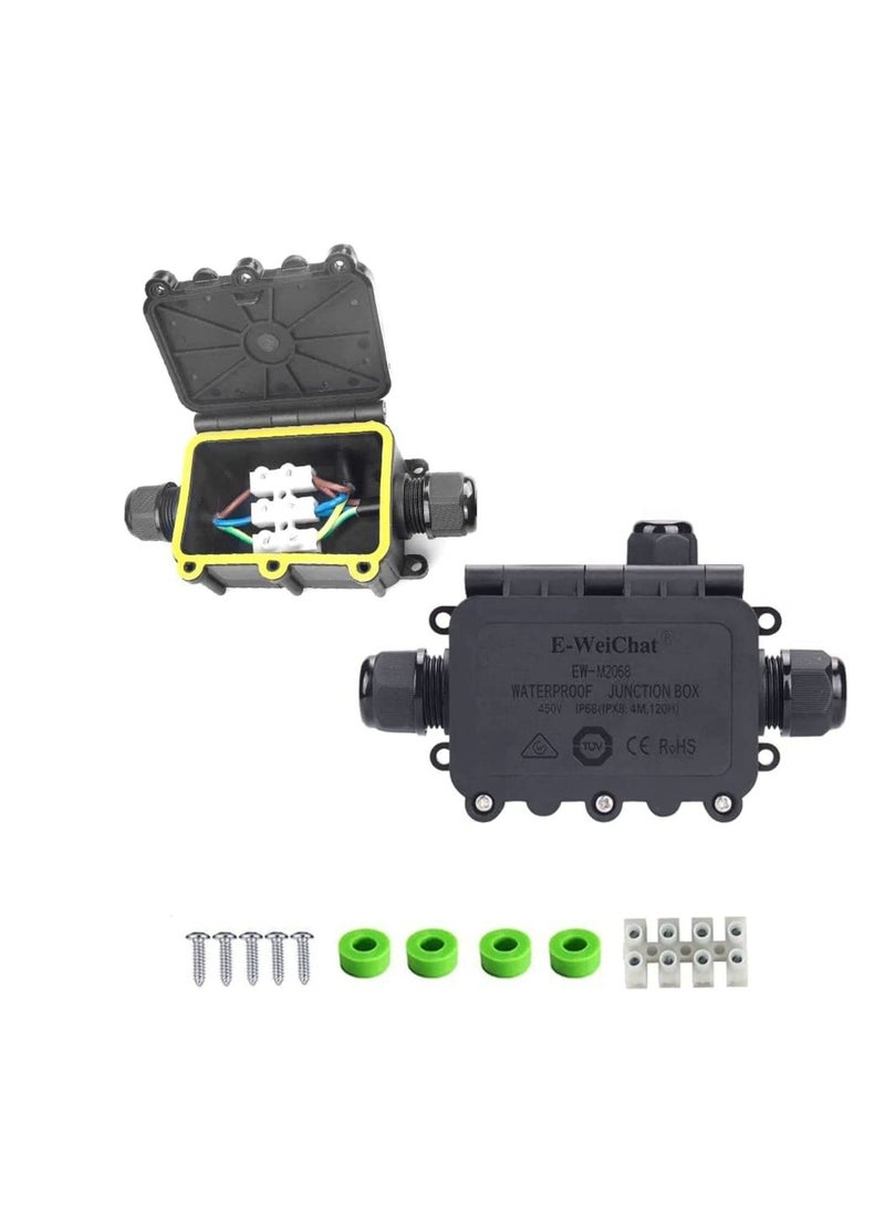 SYOSI Outdoor Junction Box Waterproof IP68, 3 Way M20 Coaxial Underground Cable Connector Electrical External Power Cord Boxes 2PCS - Image 1