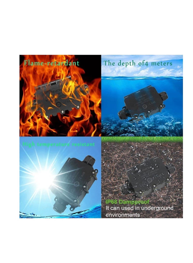 SYOSI Outdoor Junction Box Waterproof IP68, 3 Way M20 Coaxial Underground Cable Connector Electrical External Power Cord Boxes 2PCS - Image 2