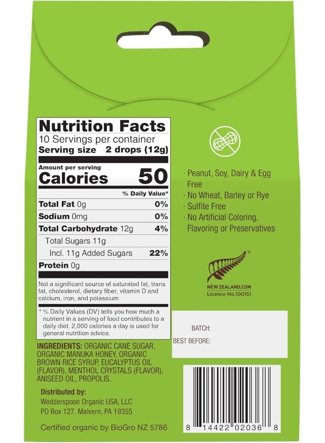 Wedderspoon Organic Manuka Honey Drops, Eucalyptus - Image 2