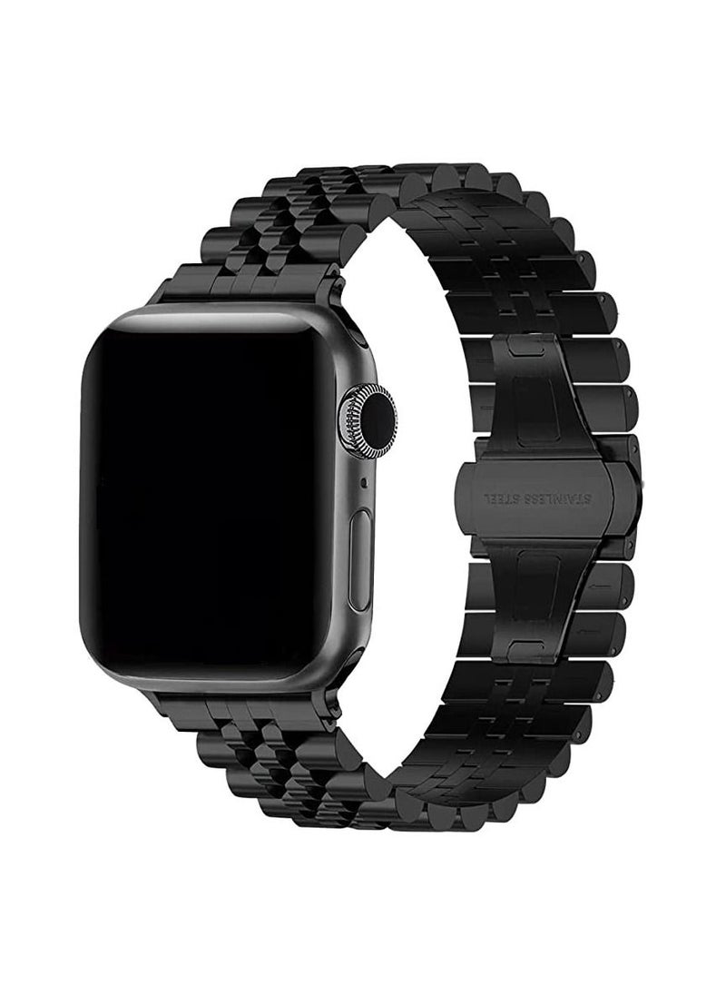 Generic - Stainless Steel Metal Replacement Strap For Apple Watch 45mm Series 8  and 8 Ultra 49mm Black - Image 1
