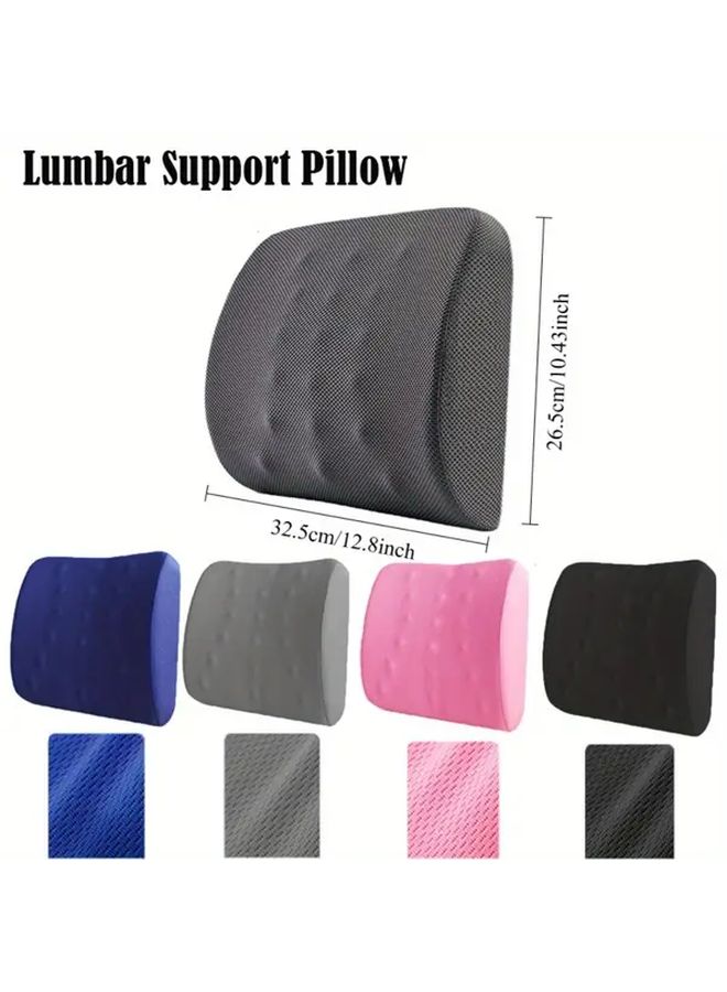 Ergonomic Seat Cushion Dark Gray Lumbar Support Pillow with Posture Correcting Back Cushion for Office Chair Car Seat Gaming Desk Adjustable Strap Lightweight Portable Home Travel Remote Workers - Image 2