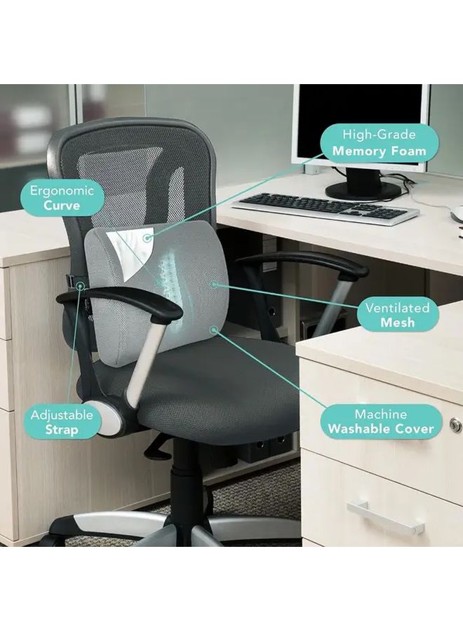 Ergonomic Seat Cushion Dark Gray Lumbar Support Pillow with Posture Correcting Back Cushion for Office Chair Car Seat Gaming Desk Adjustable Strap Lightweight Portable Home Travel Remote Workers - Image 3