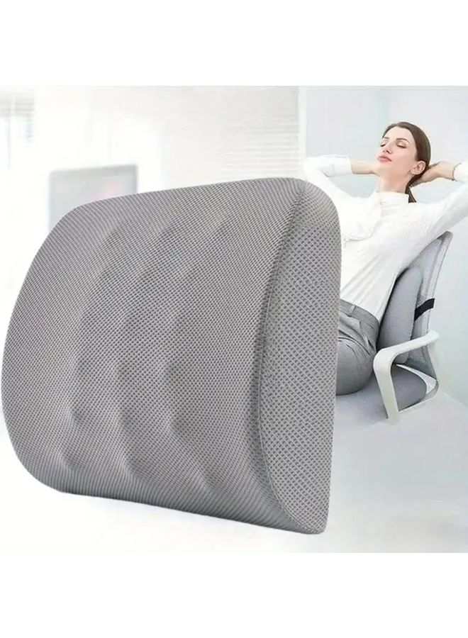 Ergonomic Seat Cushion Dark Gray Lumbar Support Pillow with Posture Correcting Back Cushion for Office Chair Car Seat Gaming Desk Adjustable Strap Lightweight Portable Home Travel Remote Workers - Image 1