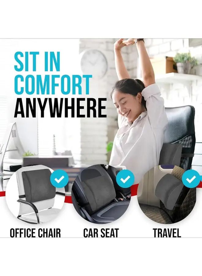 Ergonomic Seat Cushion Dark Gray Lumbar Support Pillow with Posture Correcting Back Cushion for Office Chair Car Seat Gaming Desk Adjustable Strap Lightweight Portable Home Travel Remote Workers - Image 4