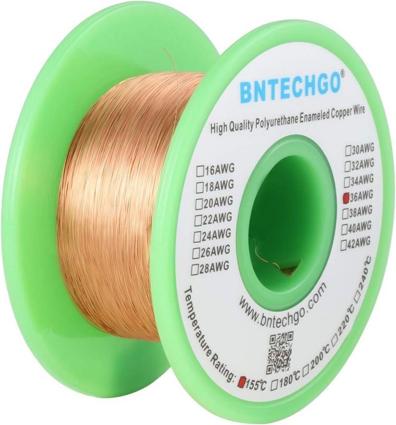 BNTECHGO 36 AWG Magnet Wire - Enameled Copper Wire - Enameled Magnet Winding Wire - 4 oz - 0.0049" Diameter 1 Spool Coil Natural Temperature Rating 155℃ Widely Used for Transformers Inductors - Image 2
