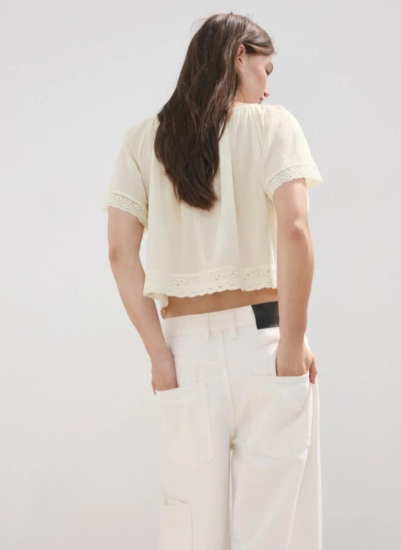 مانجو Cotton Lace Blouse